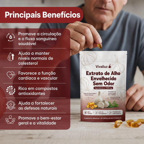 Extrato de Alho Envelhecido 7500mg - Cápsulas Sem Odor